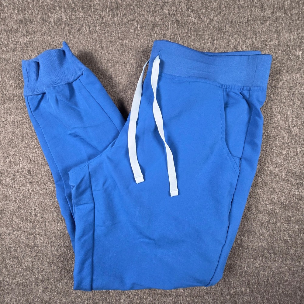 FIGS Jogger Scrubs Pants Unisex Medium Blue Technical Collection Drawstring